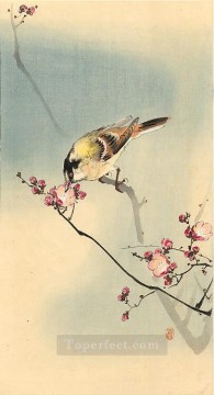 ciruelo Lienzo - pájaro cantor en flor de ciruelo pájaros Ohara Koson